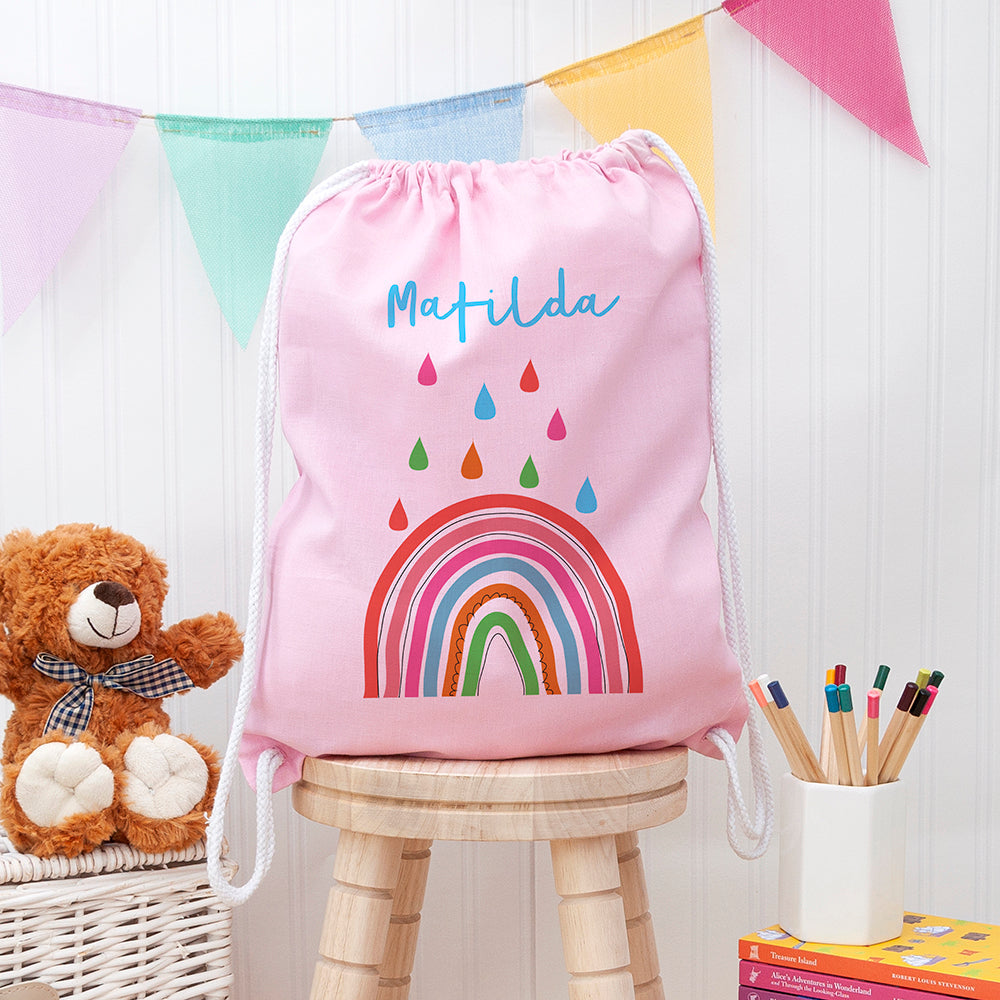 Personalised Personalised Children's Rainbow PE Kit Bag