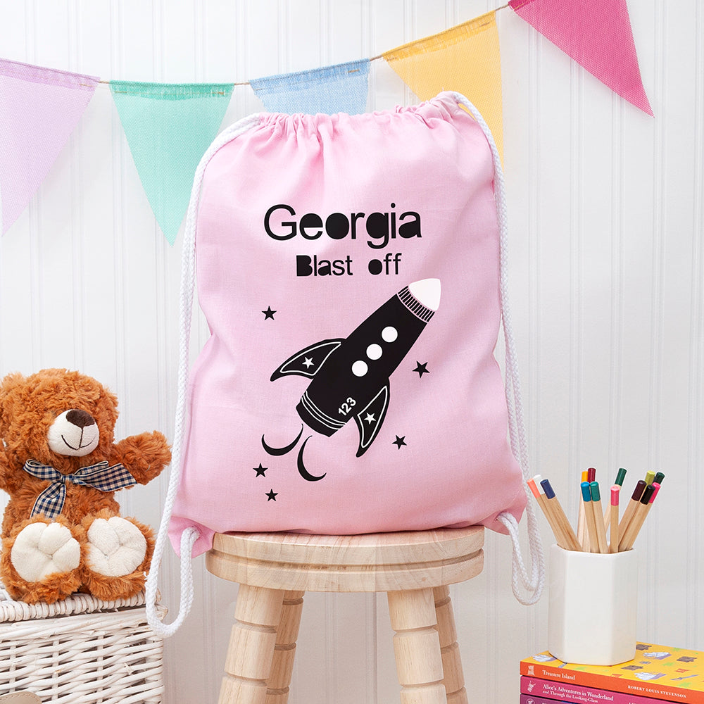 Personalised Personalised Children's Space Rocket PE Kit Bag