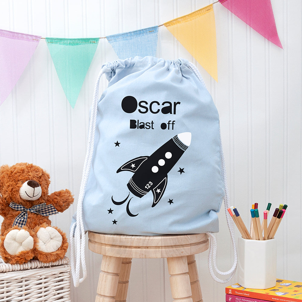 Personalised Personalised Children's Space Rocket PE Kit Bag