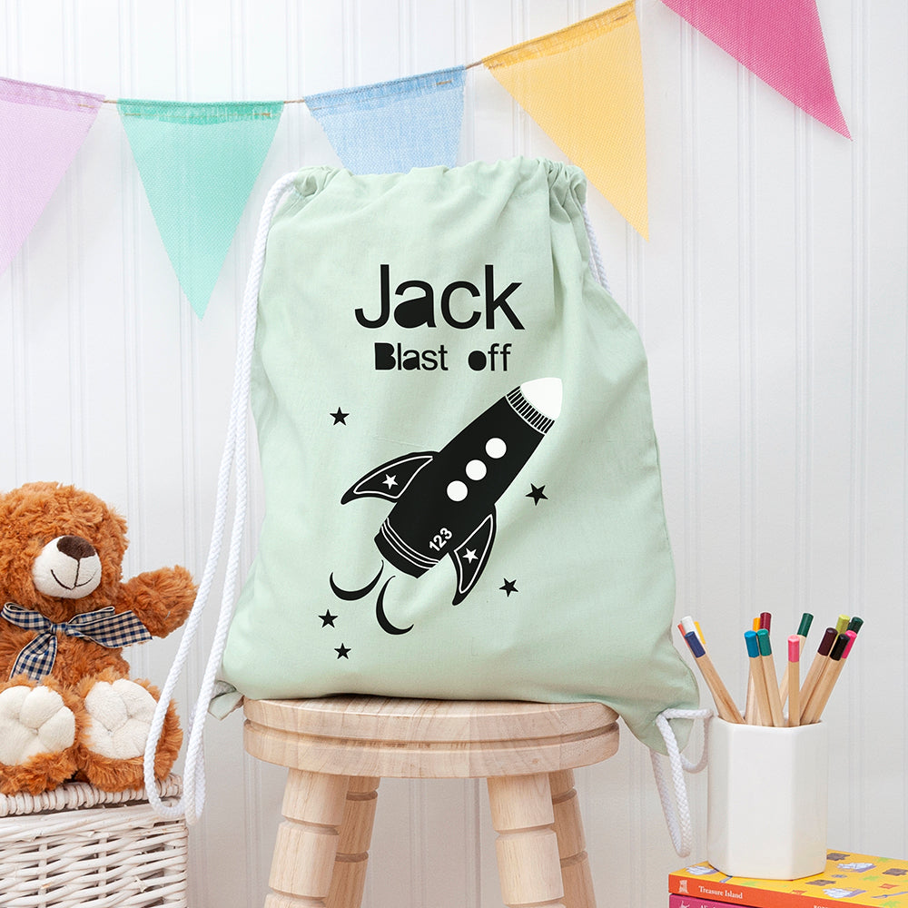 Personalised Personalised Children's Space Rocket PE Kit Bag