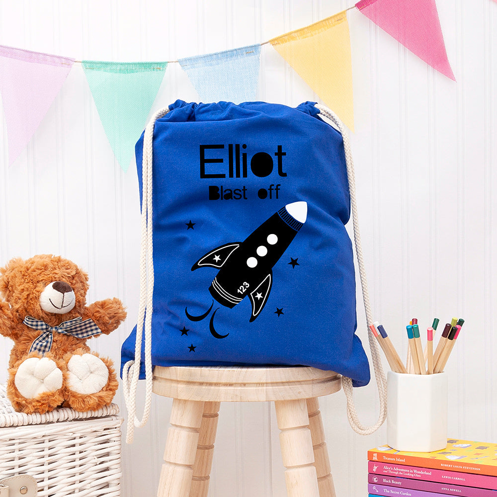 Personalised Personalised Children's Space Rocket PE Kit Bag