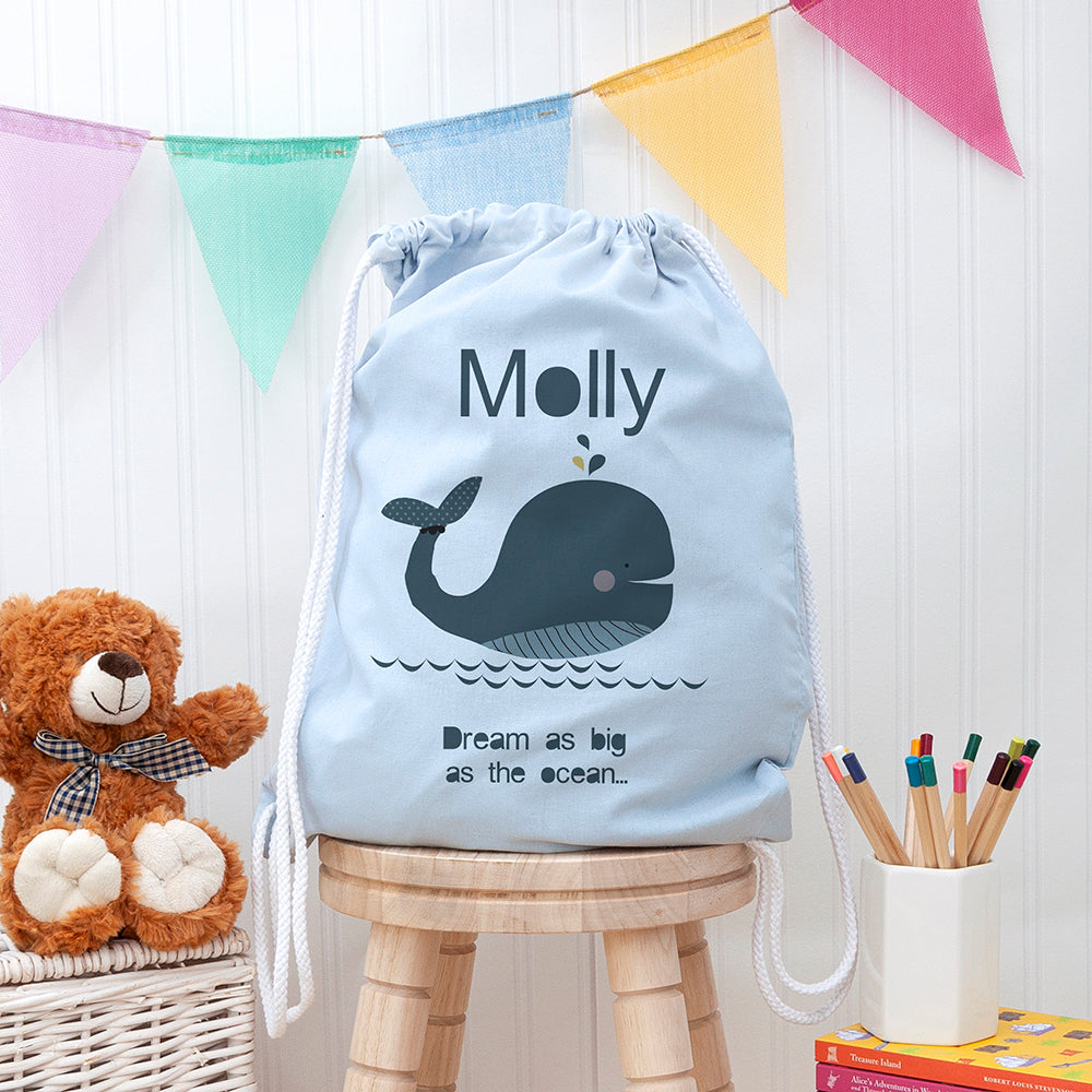 Personalised Personalised Children's Whale PE Kit Bag