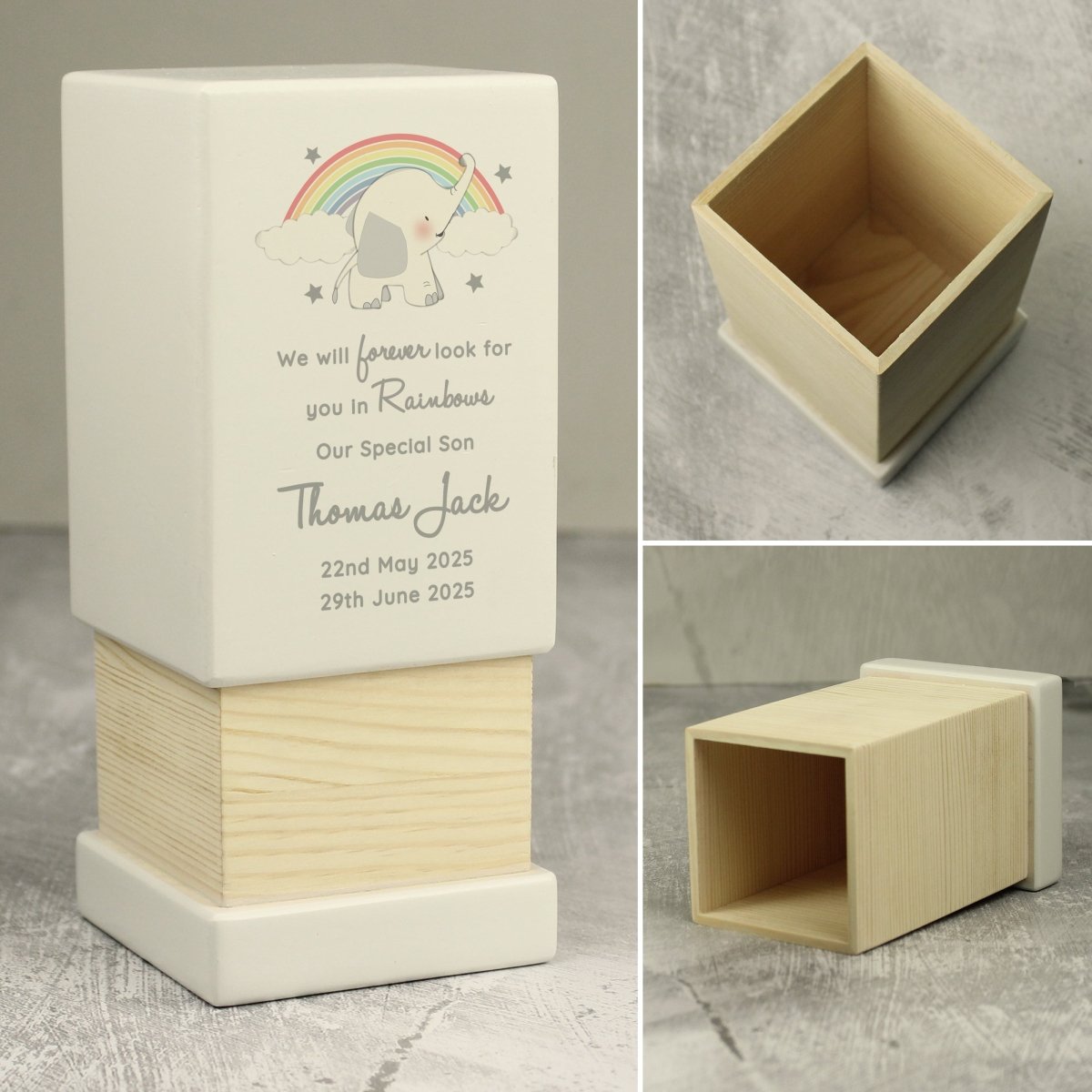 Personalised Child's Memorial Small Wooden Urn