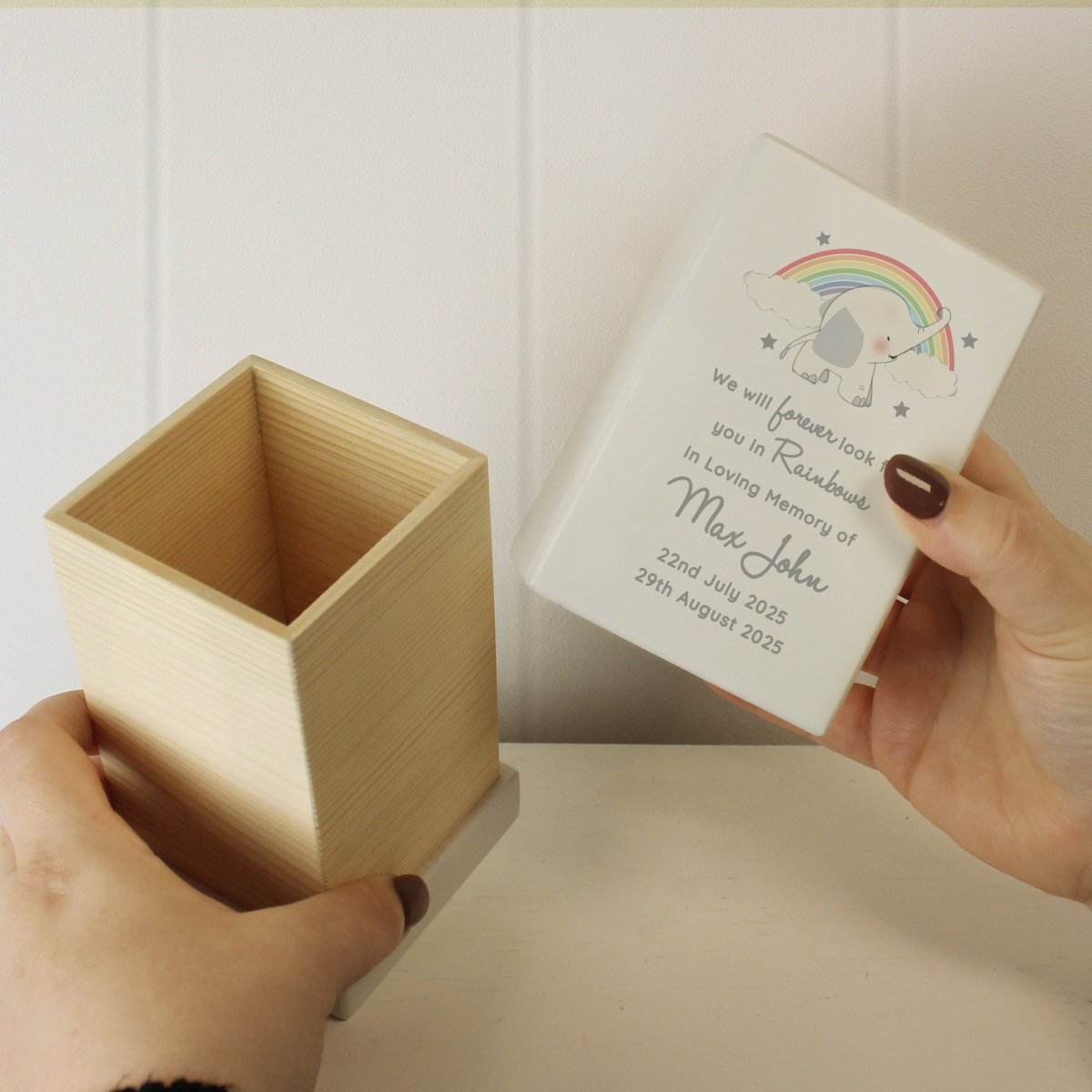 Personalised Child's Memorial Small Wooden Urn