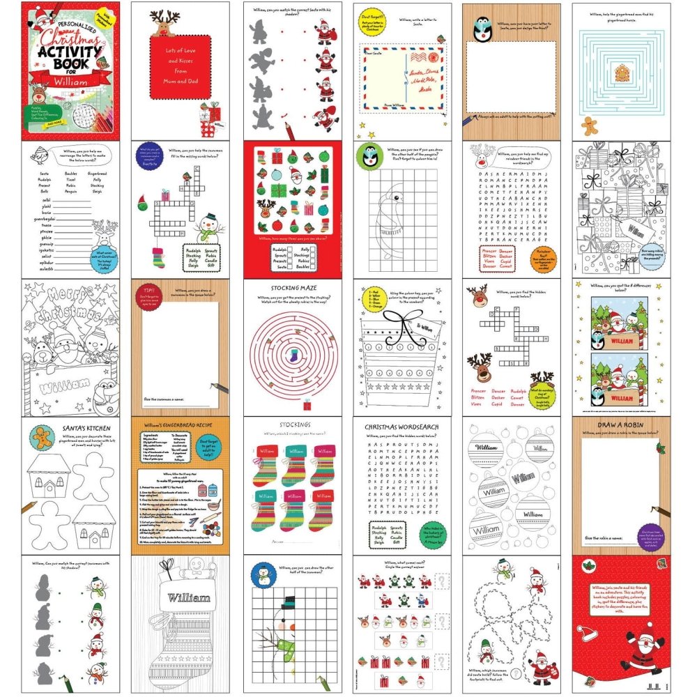 Personalised Christmas Activity Book With Stickers