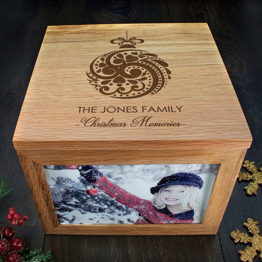 Personalised Christmas Bauble Memory Photo Cube