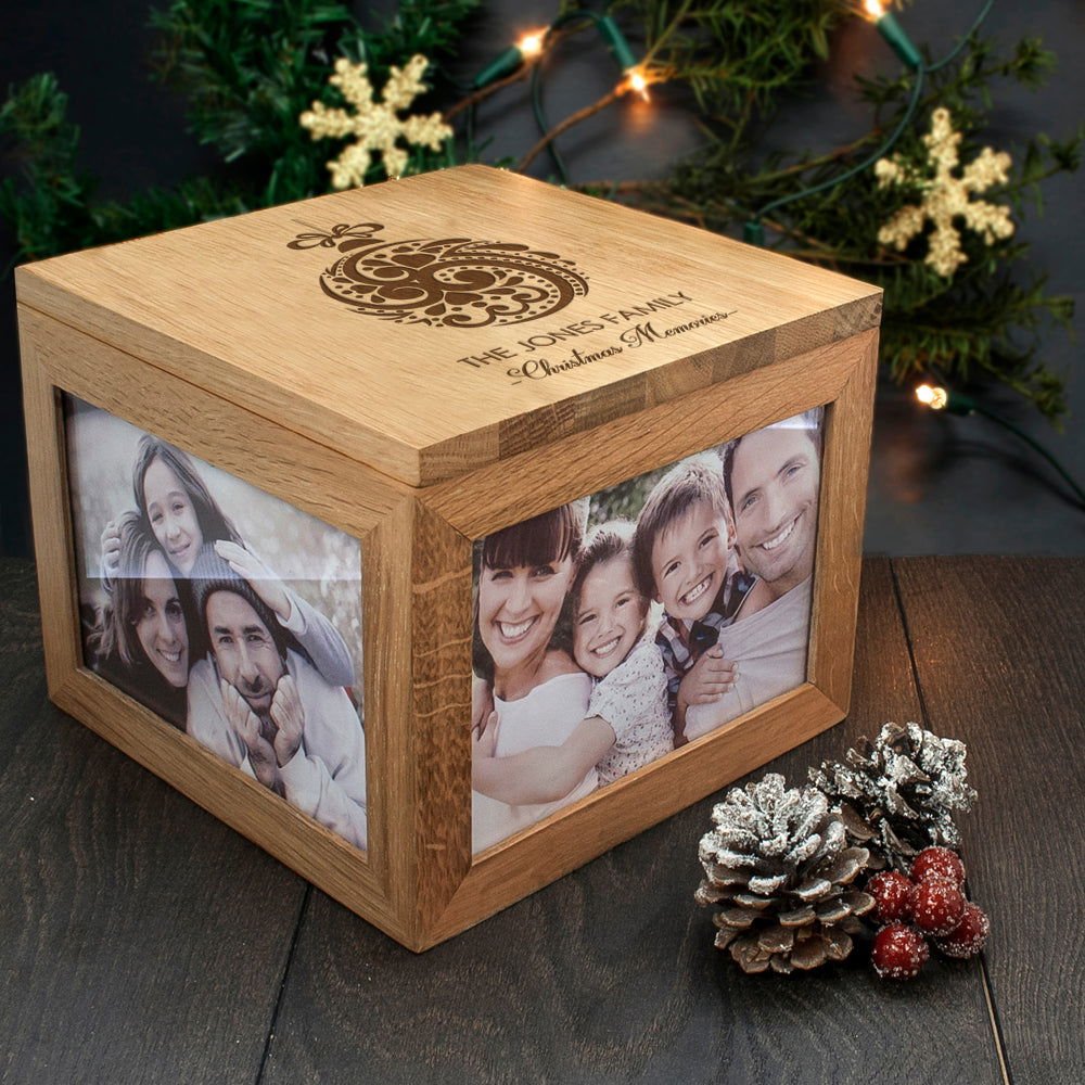 Personalised Christmas Bauble Memory Photo Cube