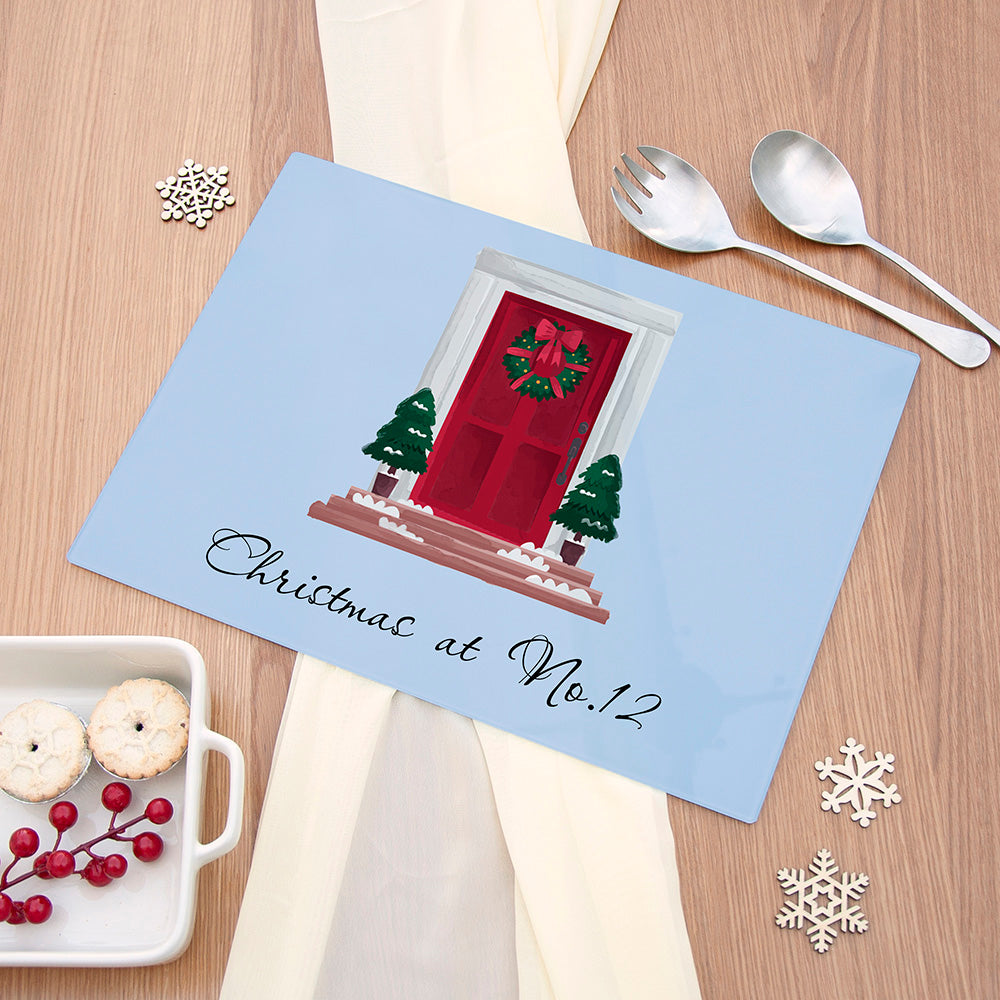 Personalised Personalised Christmas Door Number Rectangular Chopping Board