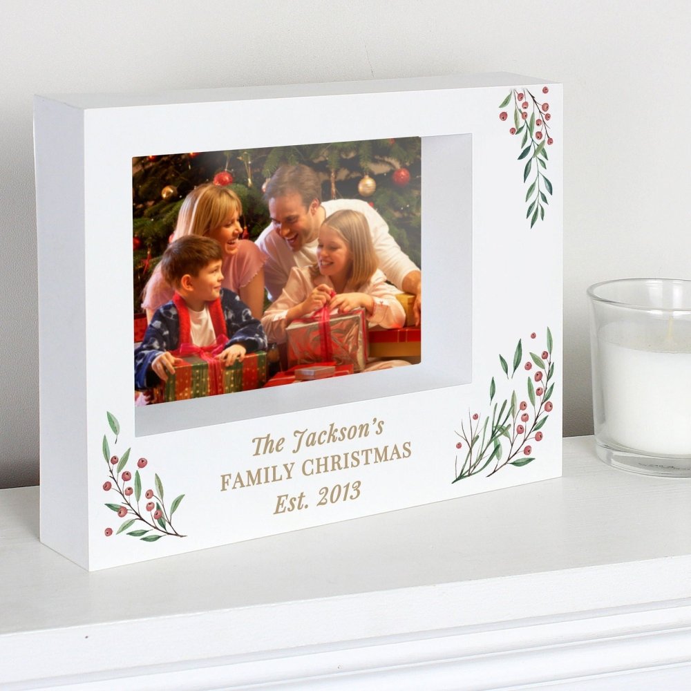 Personalised Christmas Foliage 5x7 Inch Box Photo Frame