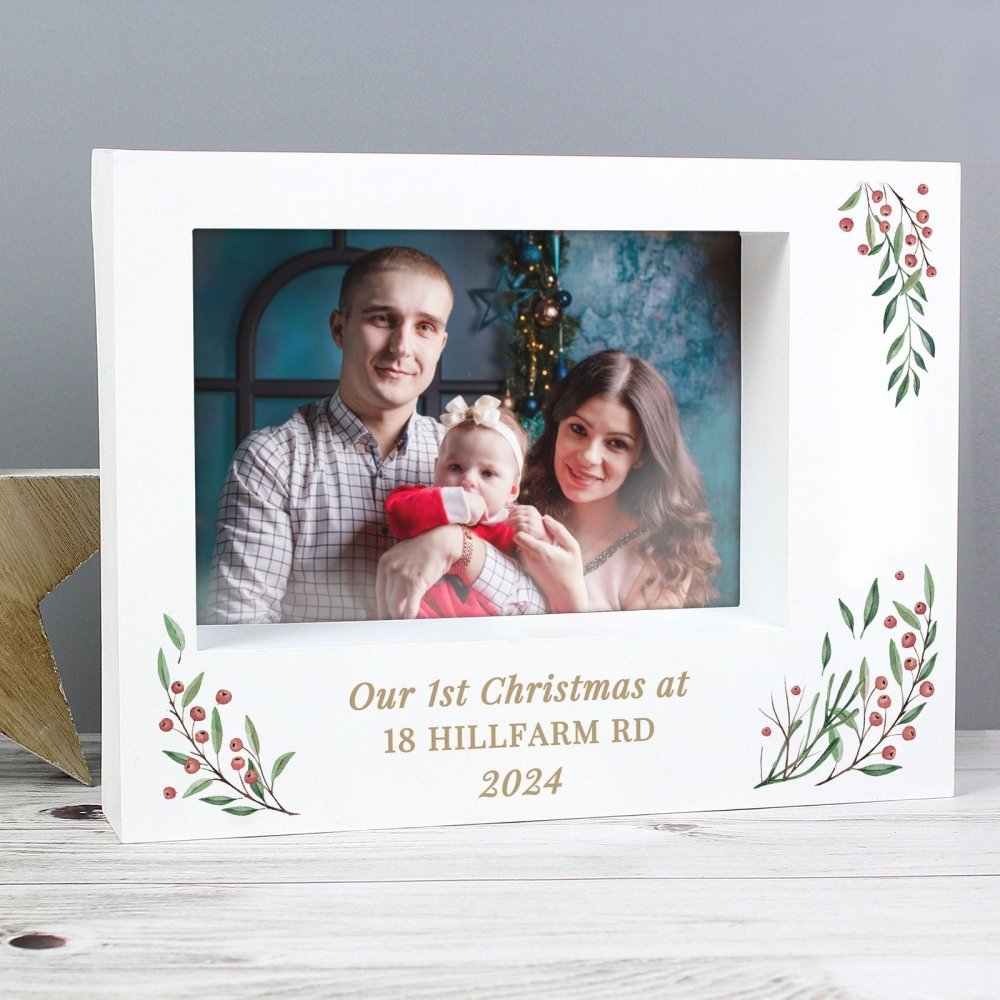Personalised Christmas Foliage 5x7 Inch Box Photo Frame