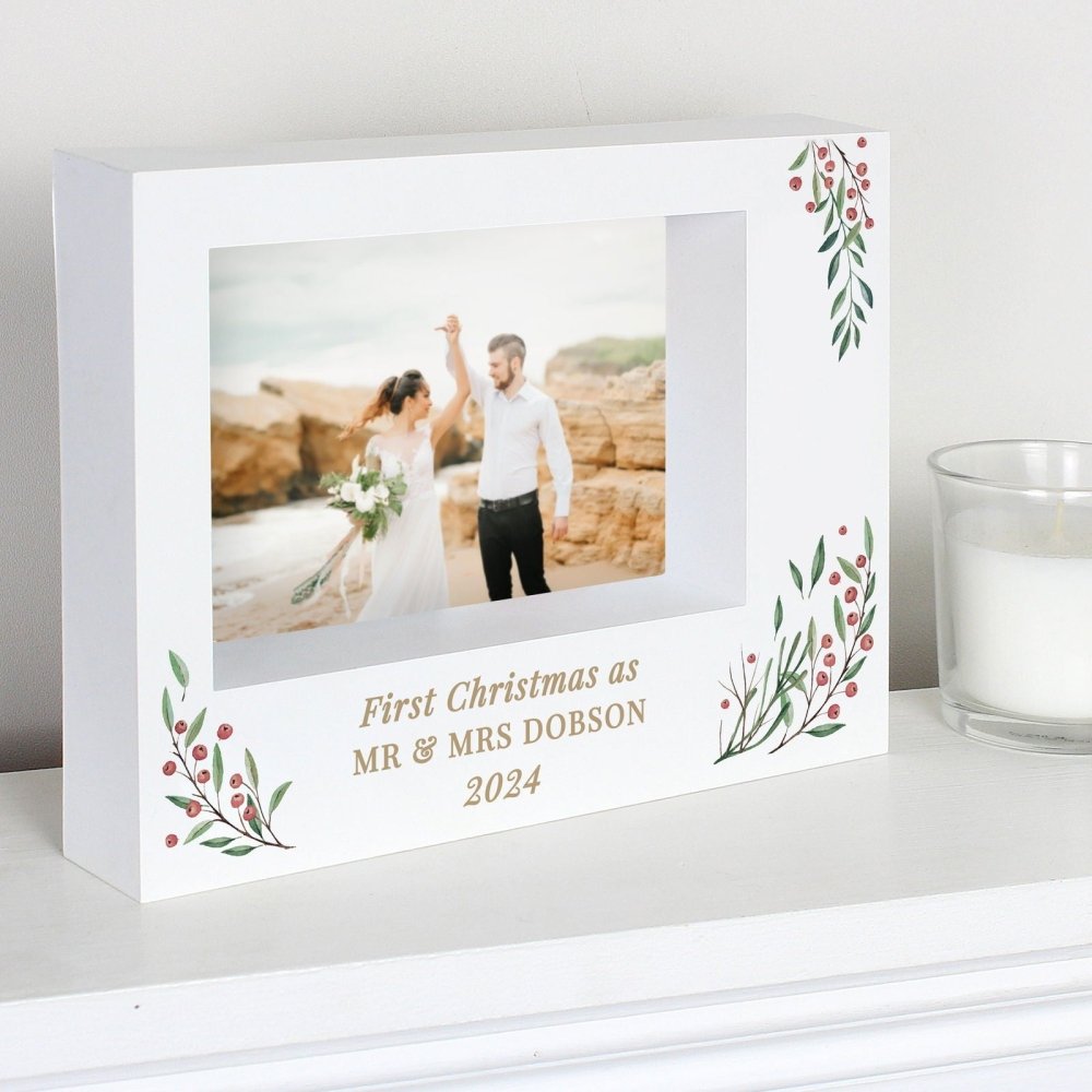Personalised Christmas Foliage 5x7 Inch Box Photo Frame