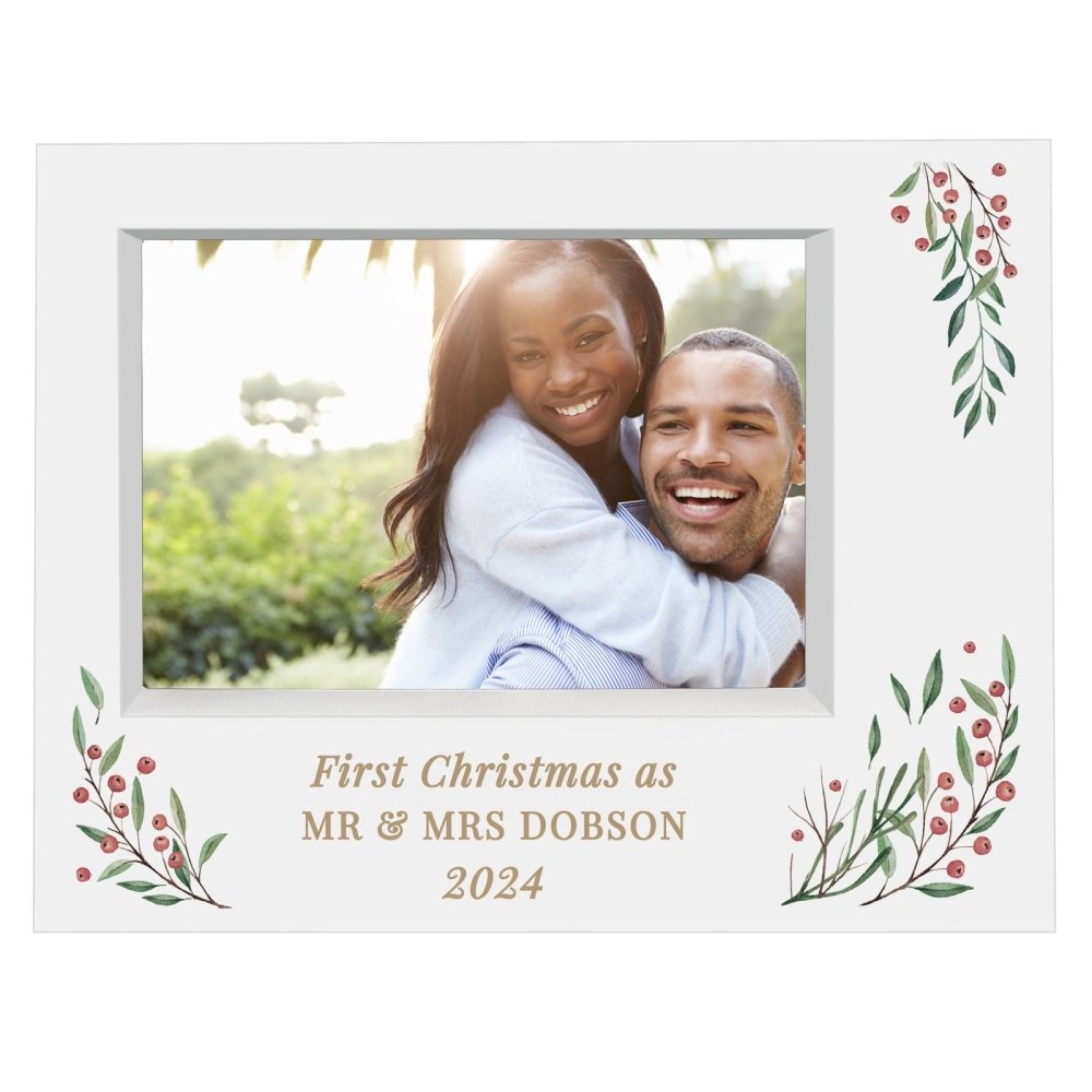 Personalised Christmas Foliage 5x7 Inch Box Photo Frame