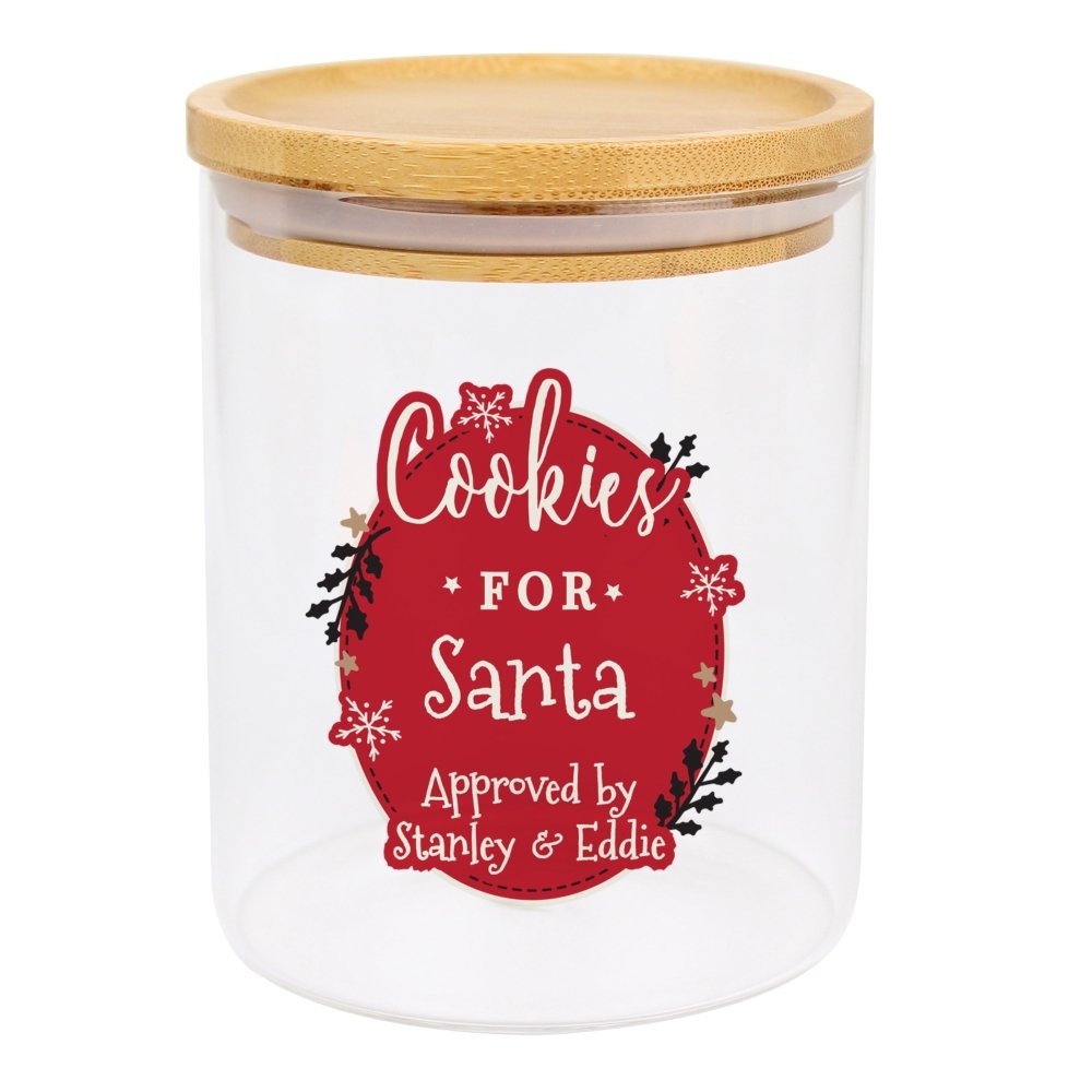 Personalised Christmas Glass Jar With Bamboo Lid