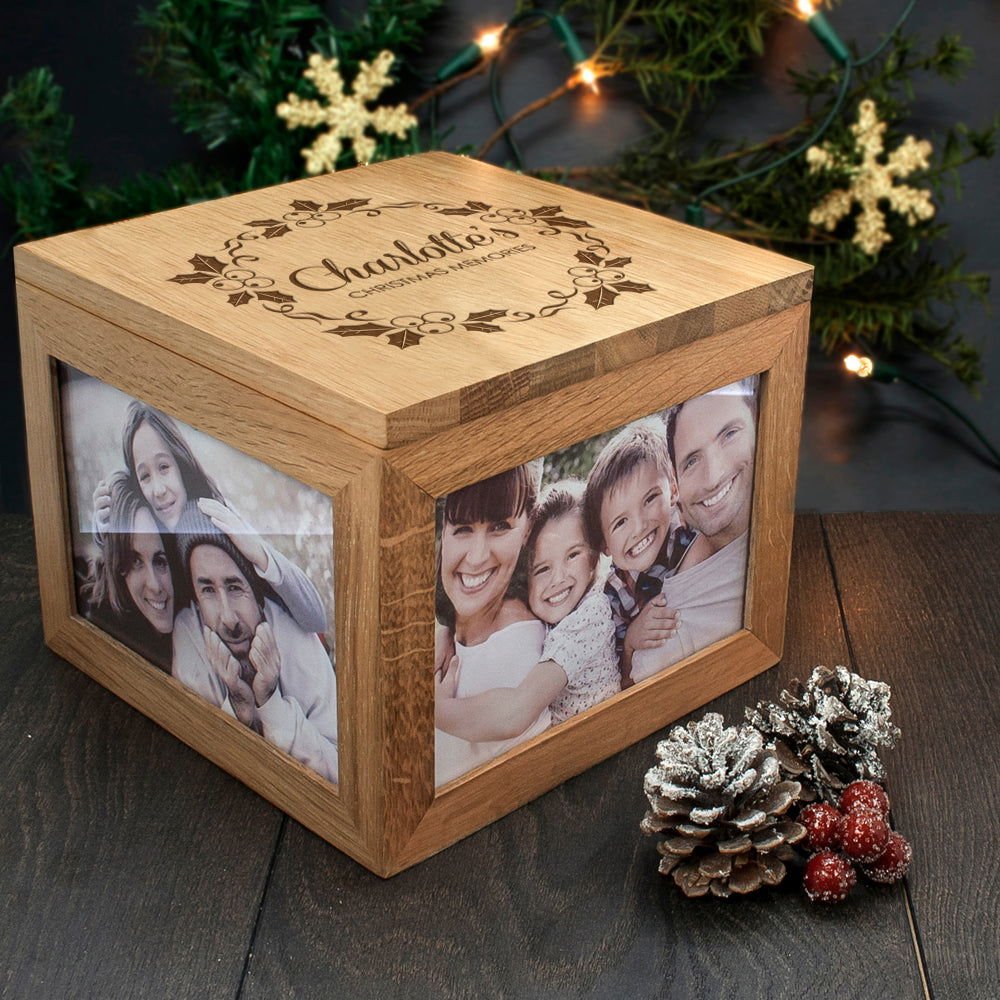 Personalised Christmas Mistletoe Memory Photo Cube