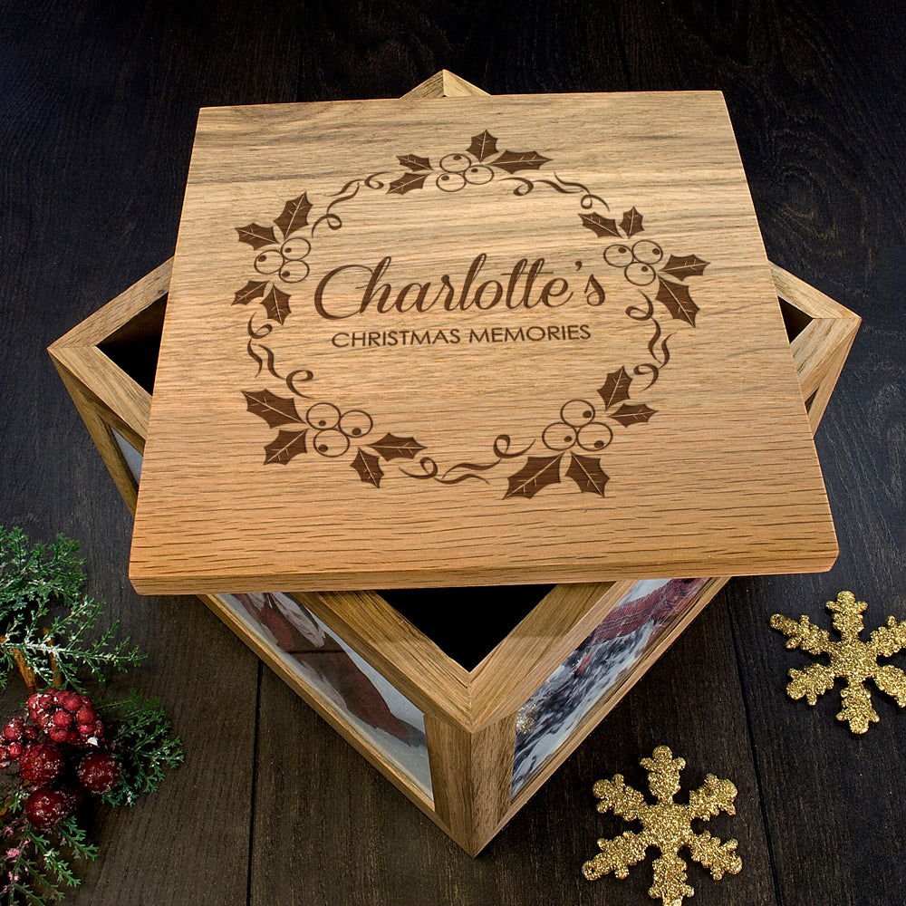 Personalised Christmas Mistletoe Memory Photo Cube
