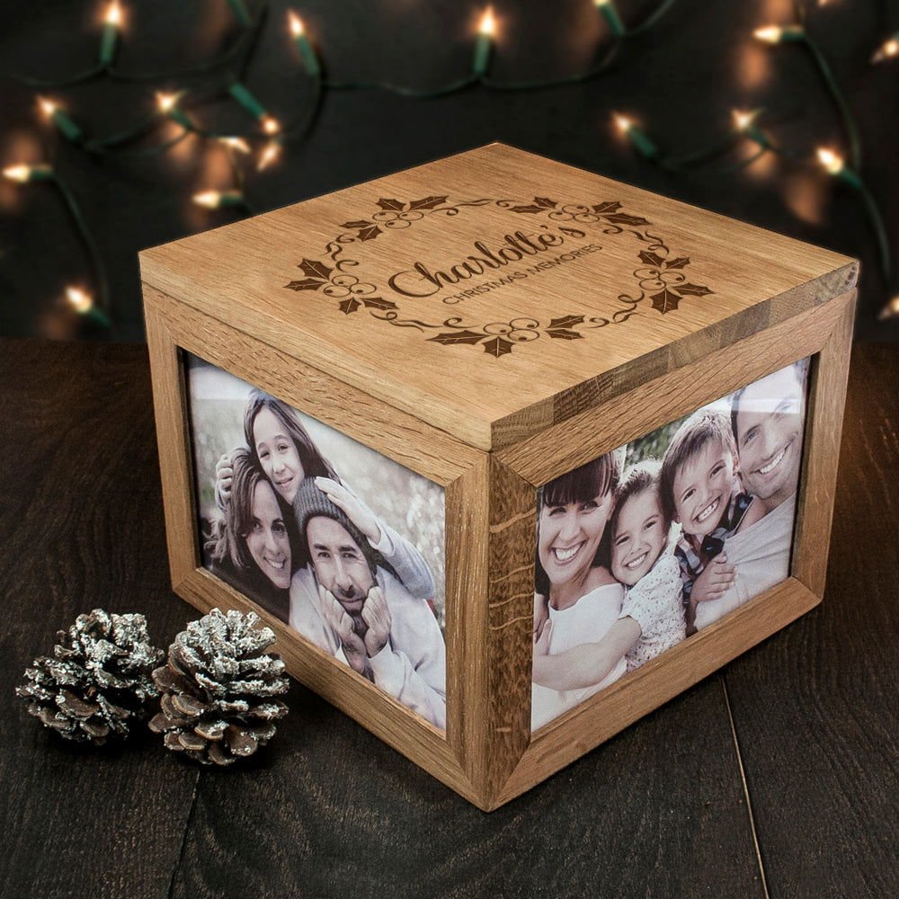 Personalised Christmas Mistletoe Memory Photo Cube