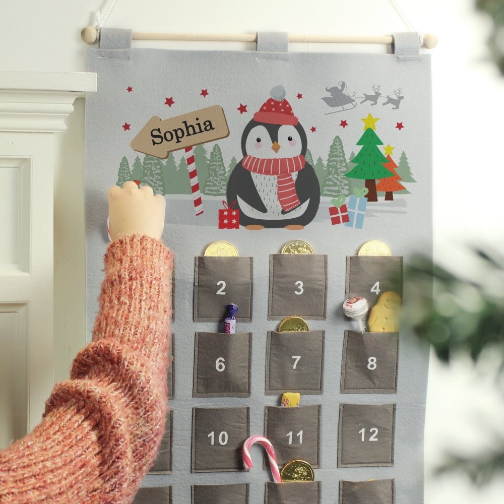 Personalised Christmas Penguin 2026 Advent Calendar In Silver Grey