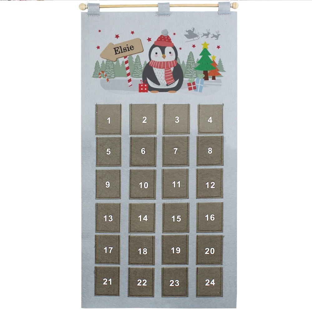 Personalised Christmas Penguin 2026 Advent Calendar In Silver Grey
