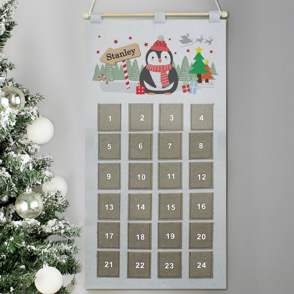 Personalised Christmas Penguin 2026 Advent Calendar In Silver Grey
