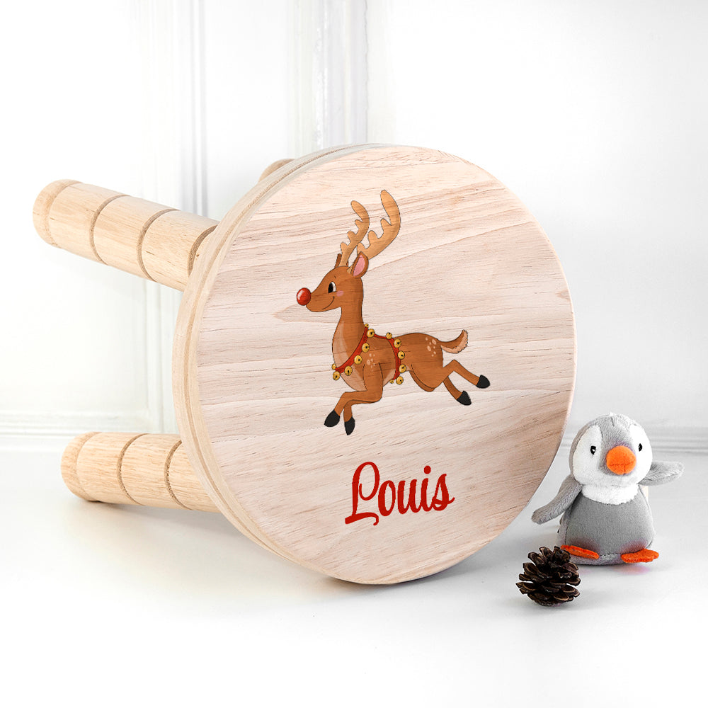 Personalised Personalised Christmas Reindeer Wooden Stool