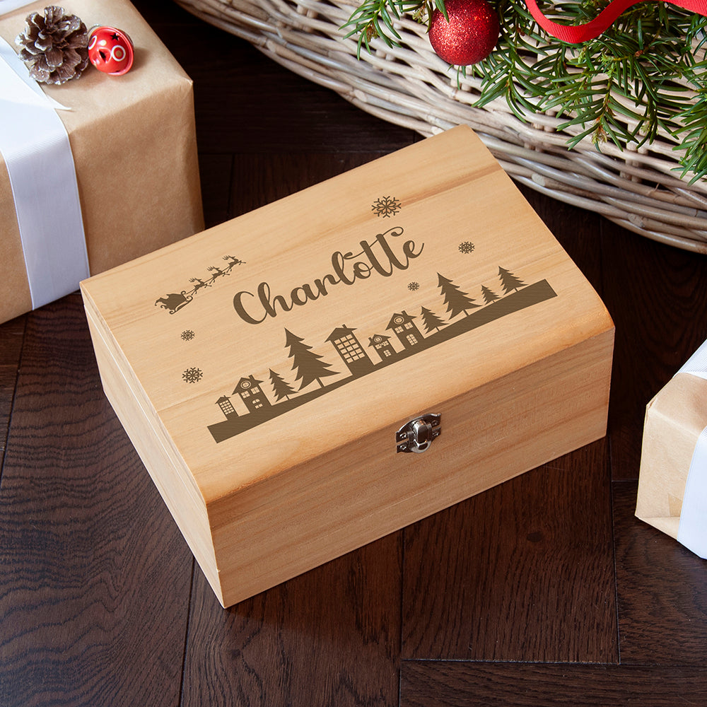 Personalised Personalised Christmas Scene Keepsake Chest