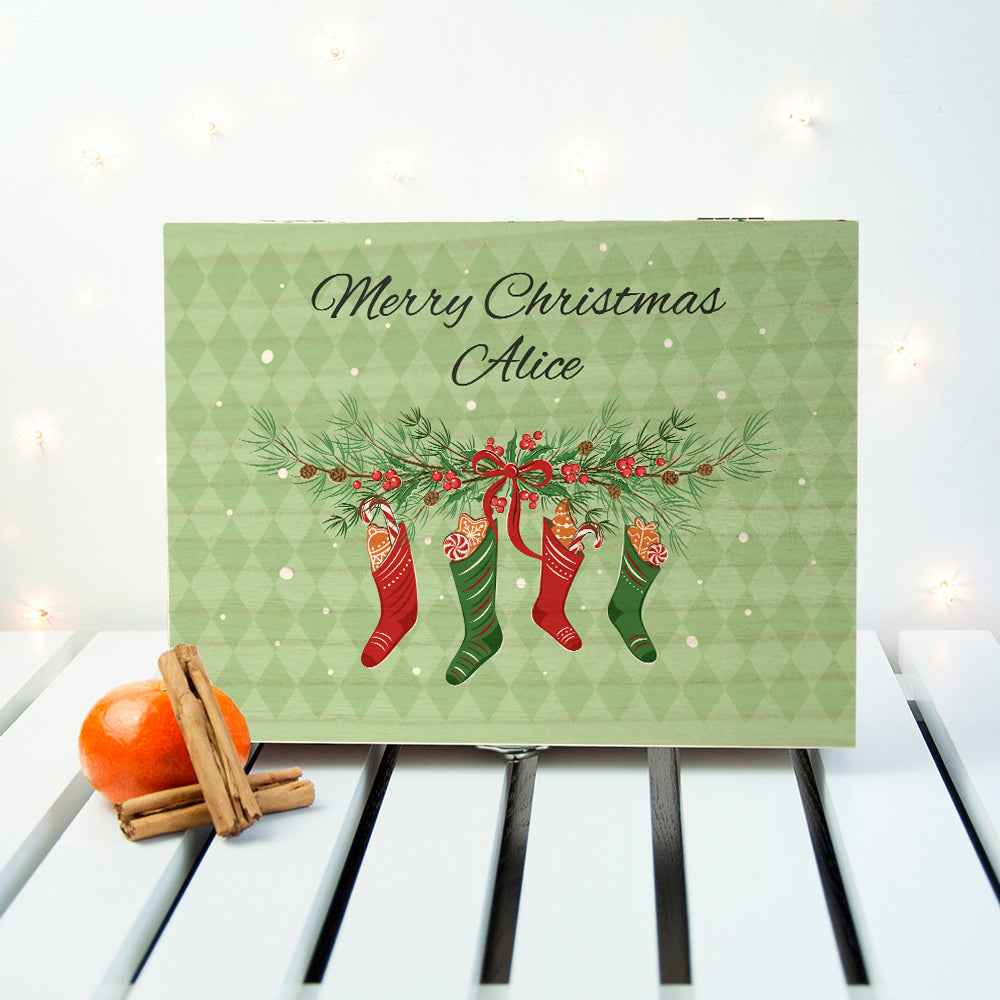Personalised Personalised Christmas Stockings Tea Box