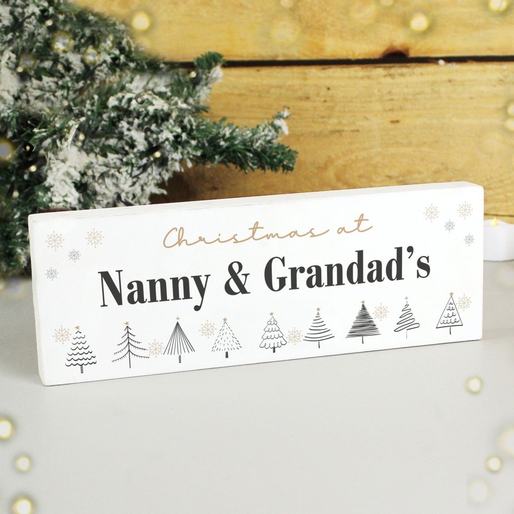 Personalised Christmas Tree Wooden Mantel Ornament