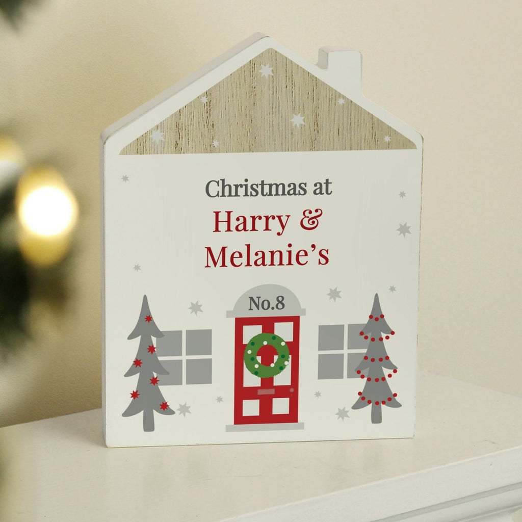 Personalised Christmas Wooden House Ornament