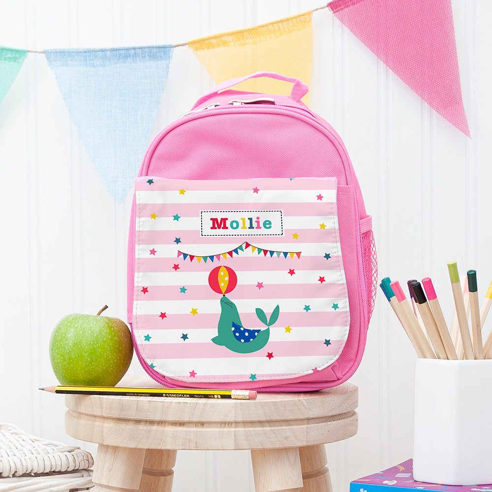Personalised Personalised Circus Themed Pink Lunch Bag