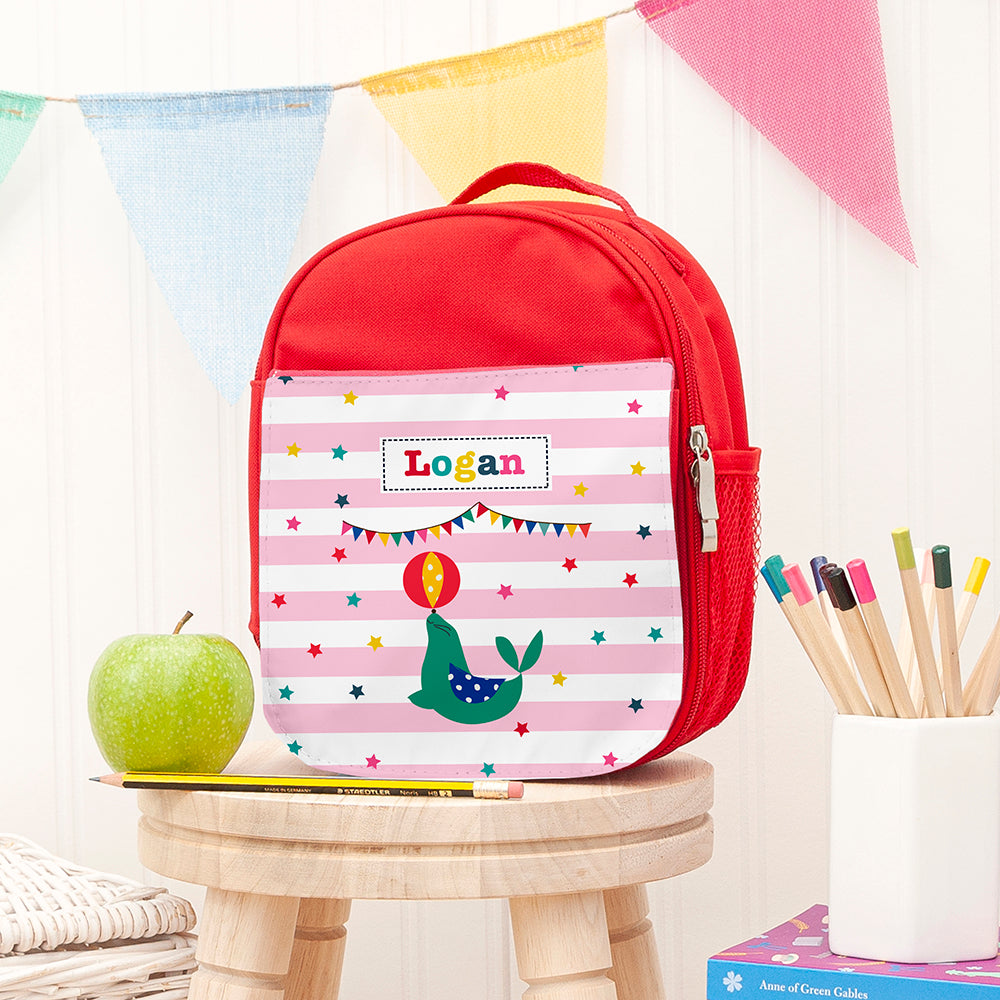 Personalised Personalised Circus Themed Red Lunch Bag