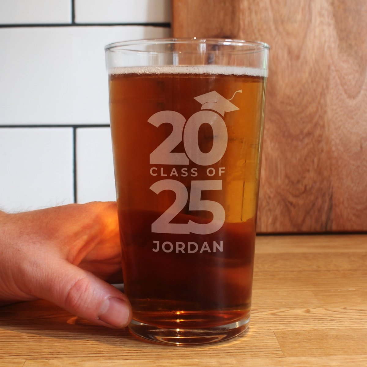 Personalised Class Of Graduation Pint Glass