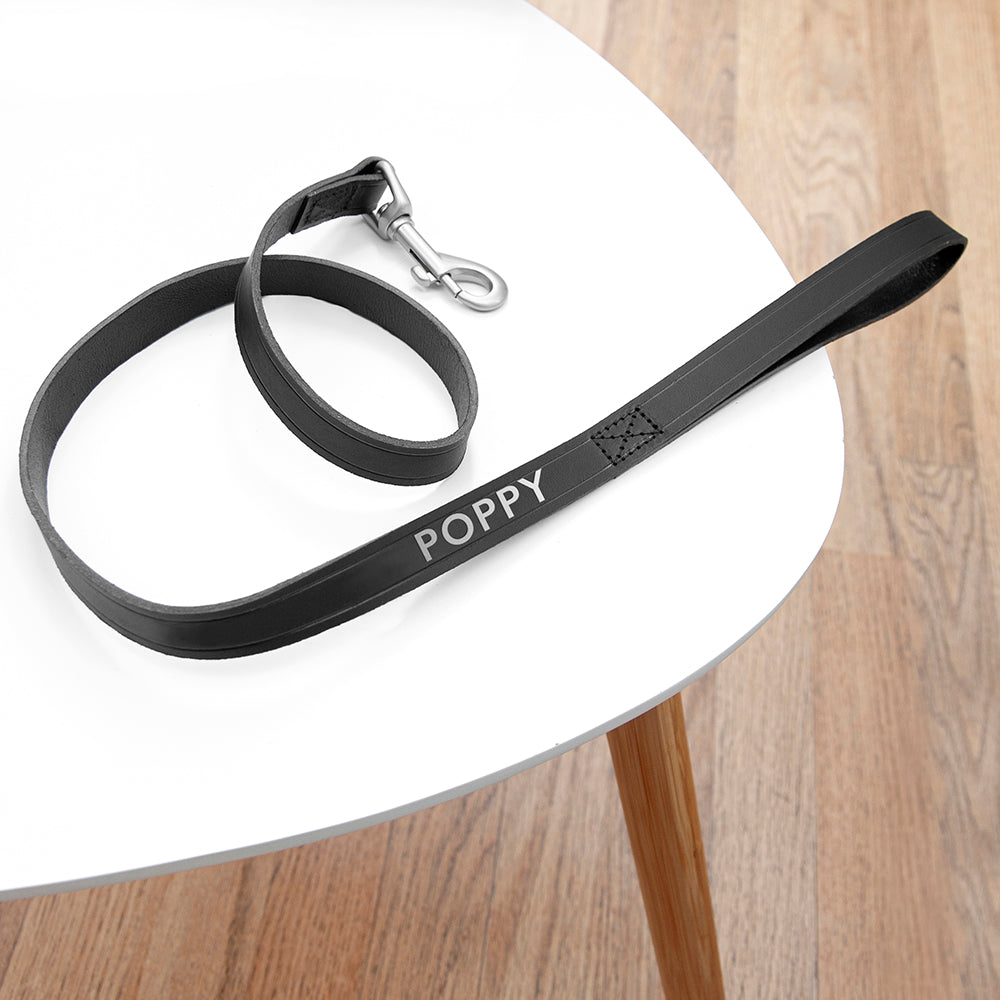Personalised Personalised Classic Black Leather Dog Lead