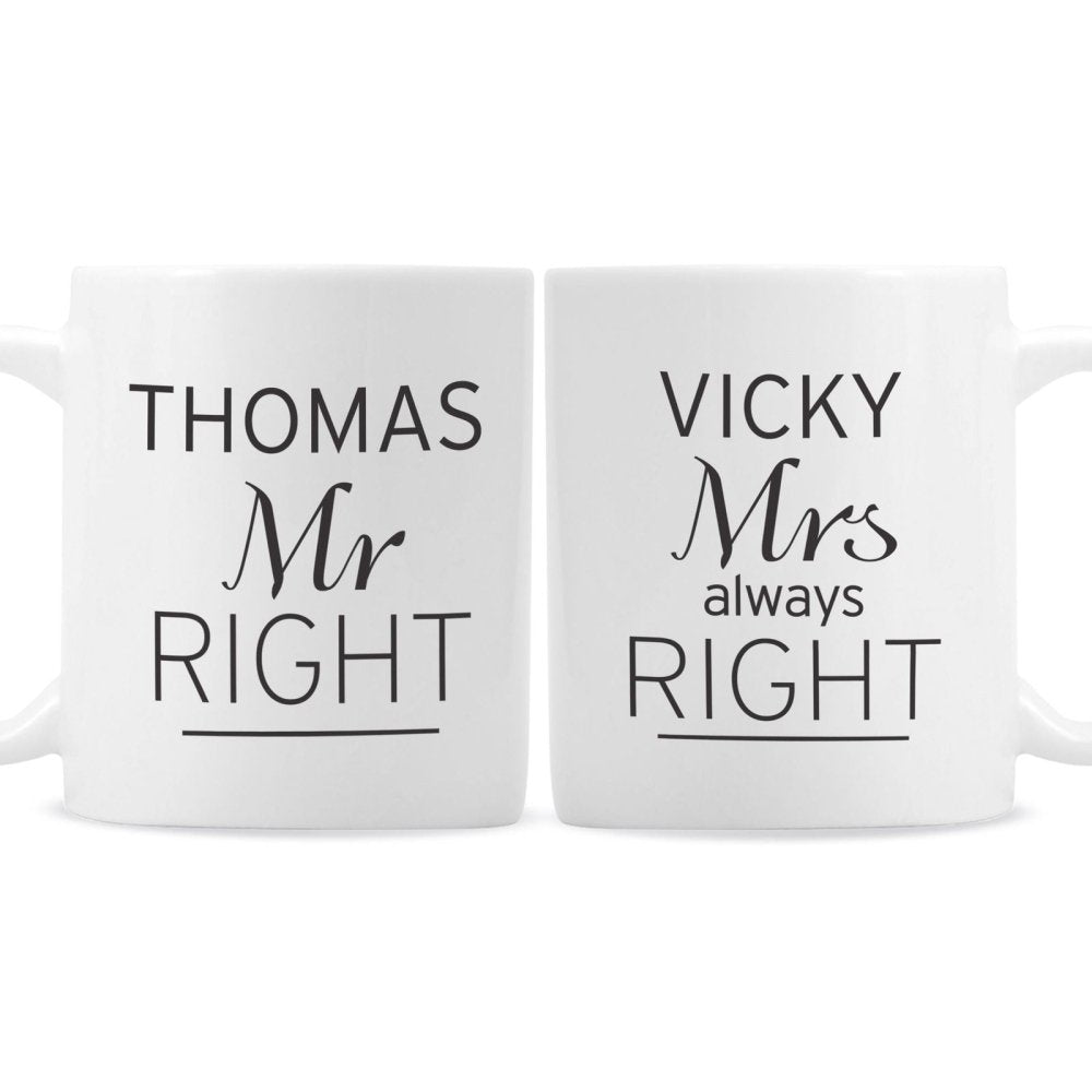 Personalised Classic Mr Right/Mrs Always Right Mug Set
