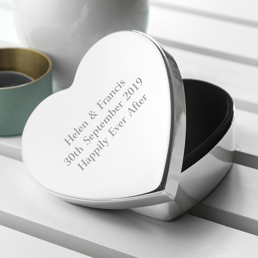 Personalised Personalised Classic Silver Heart Trinket Box