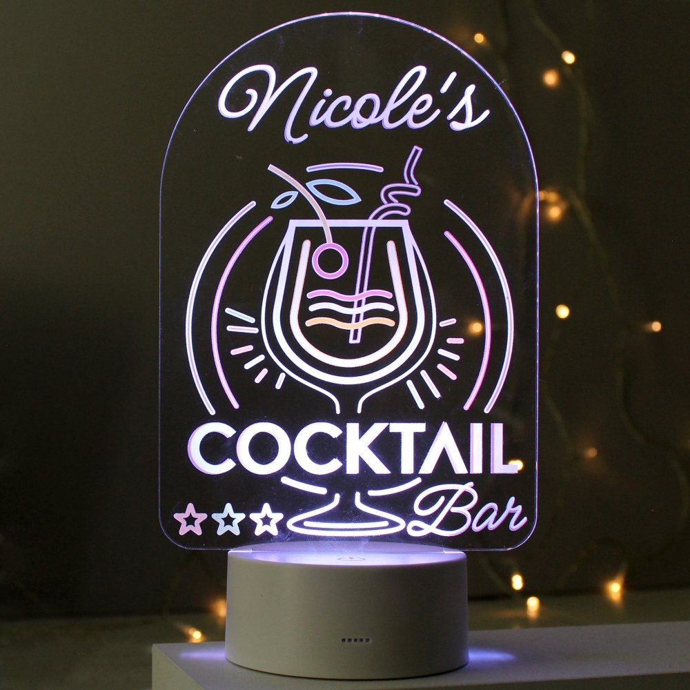Personalised Cocktail LED Colour Changing Night Light