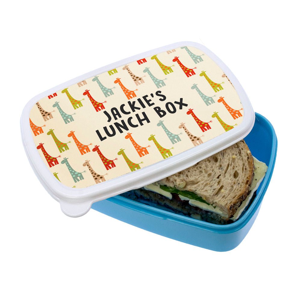 Personalised Colourful Giraffe Lunch Box