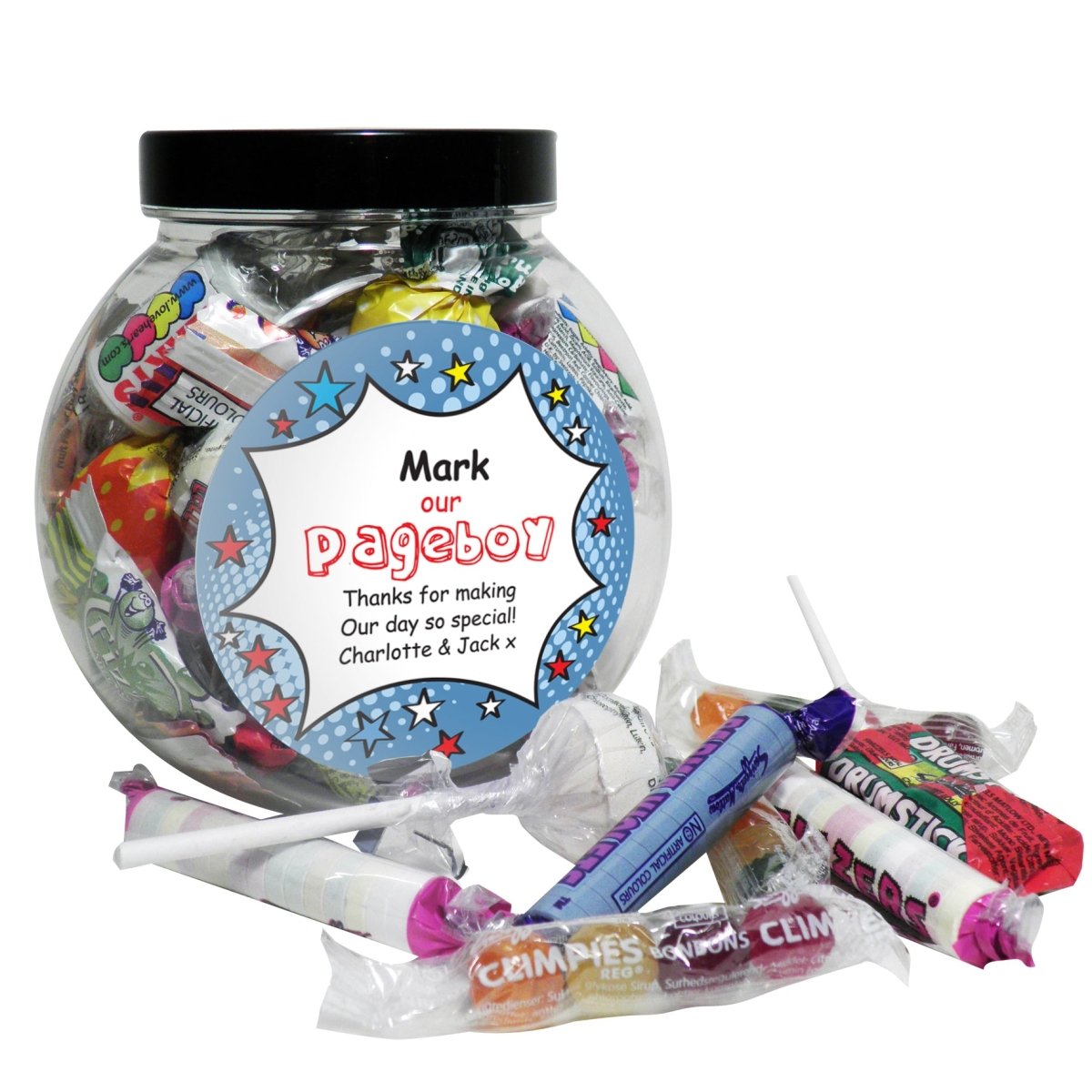Personalised Comic Book Pageboy Sweet Jar