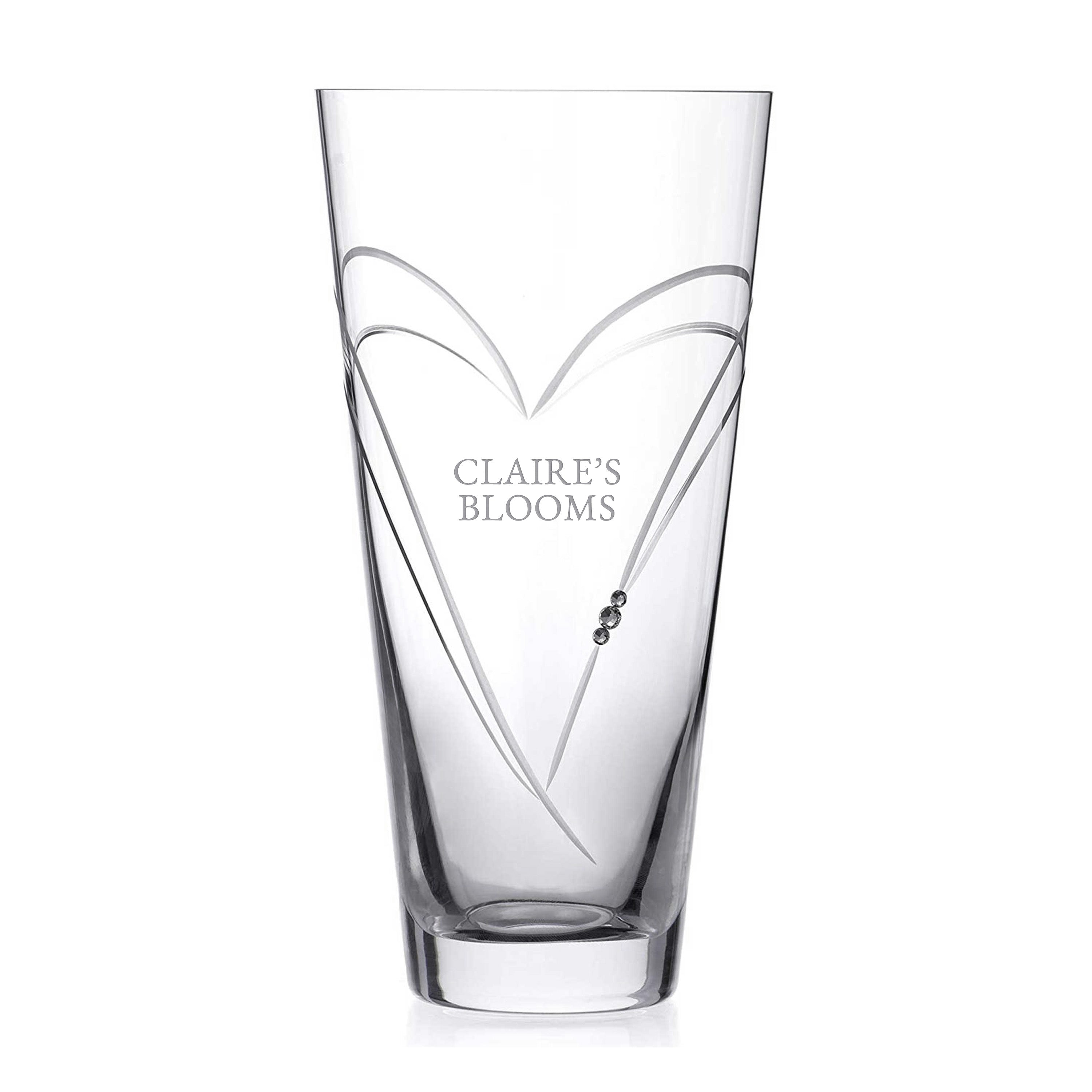 Personalised Personalised Conical Hearts Vase with Swarovski Crystals