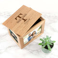 Personalised Couple Monogram Midi Oak Photo Cube Keepsake Box