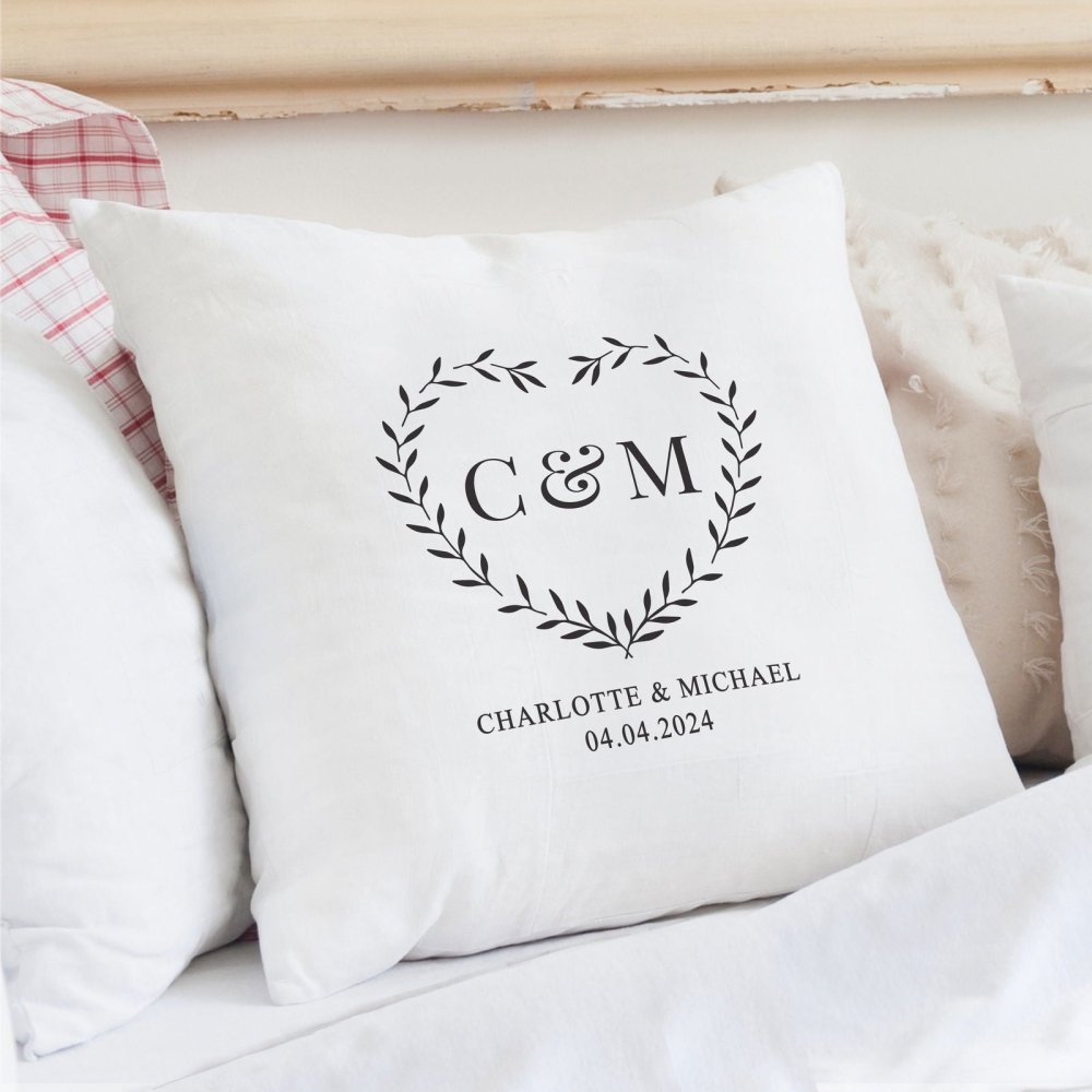 Personalised Couples Heart Cushion Cover