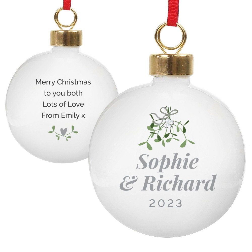 Personalised Couples Mistletoe Bauble