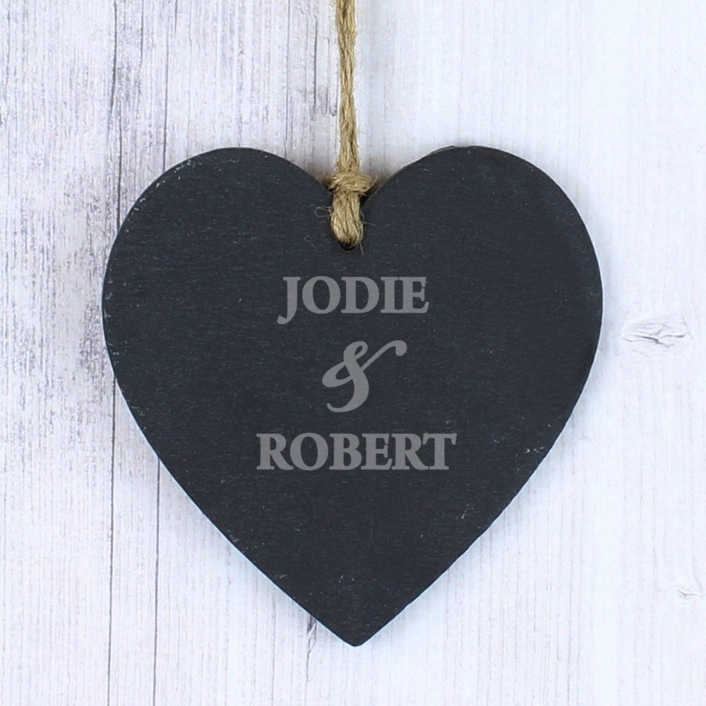 Personalised Couples Slate Heart Decoration
