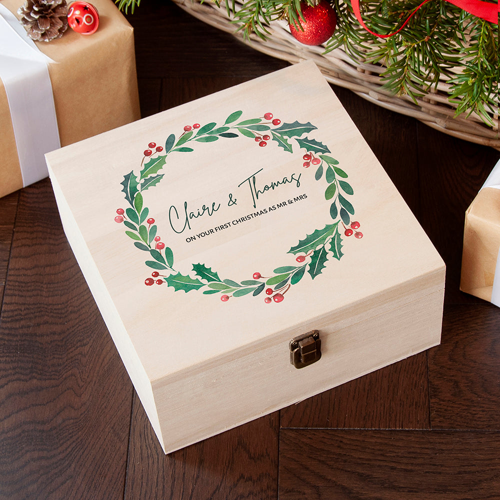 Personalised Personalised Couple's Wreath Christmas Eve Box