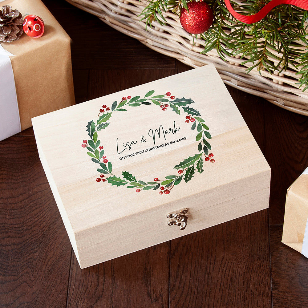 Personalised Personalised Couple's Wreath Christmas Eve Box