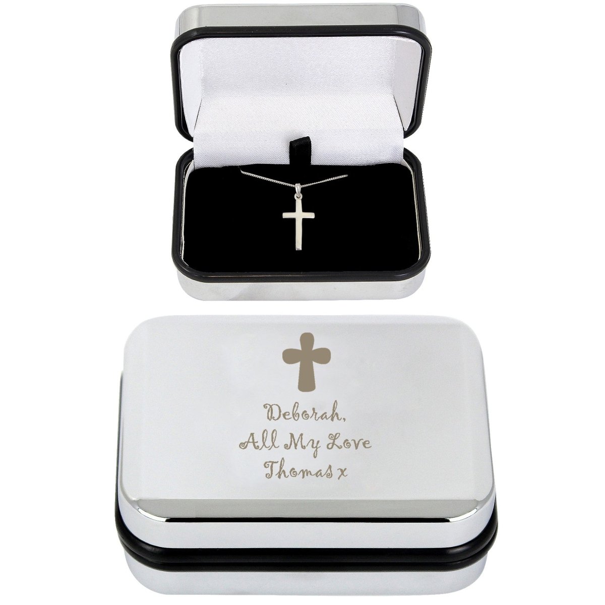 Personalised Cross Necklace And Box