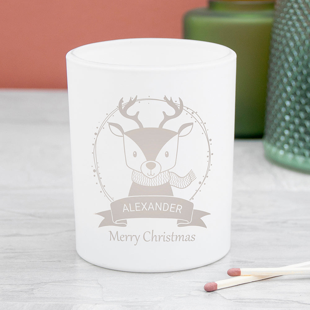 Personalised Personalised Cute Reindeer Candle Holder