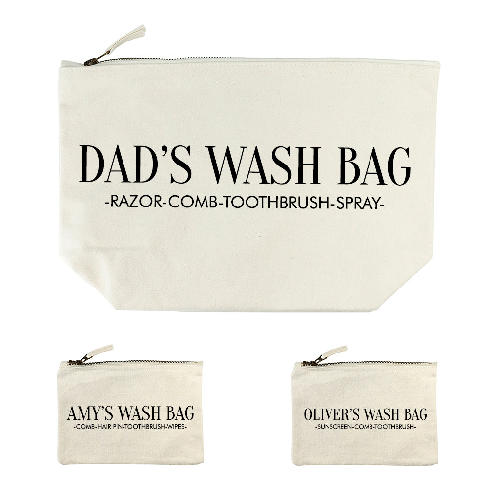 Personalised Personalised Daddy & Me Cream Wash Bags