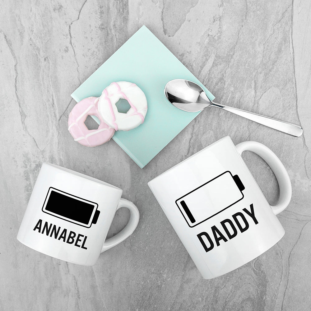 Personalised Personalised Daddy & Me Low Battery Mugs