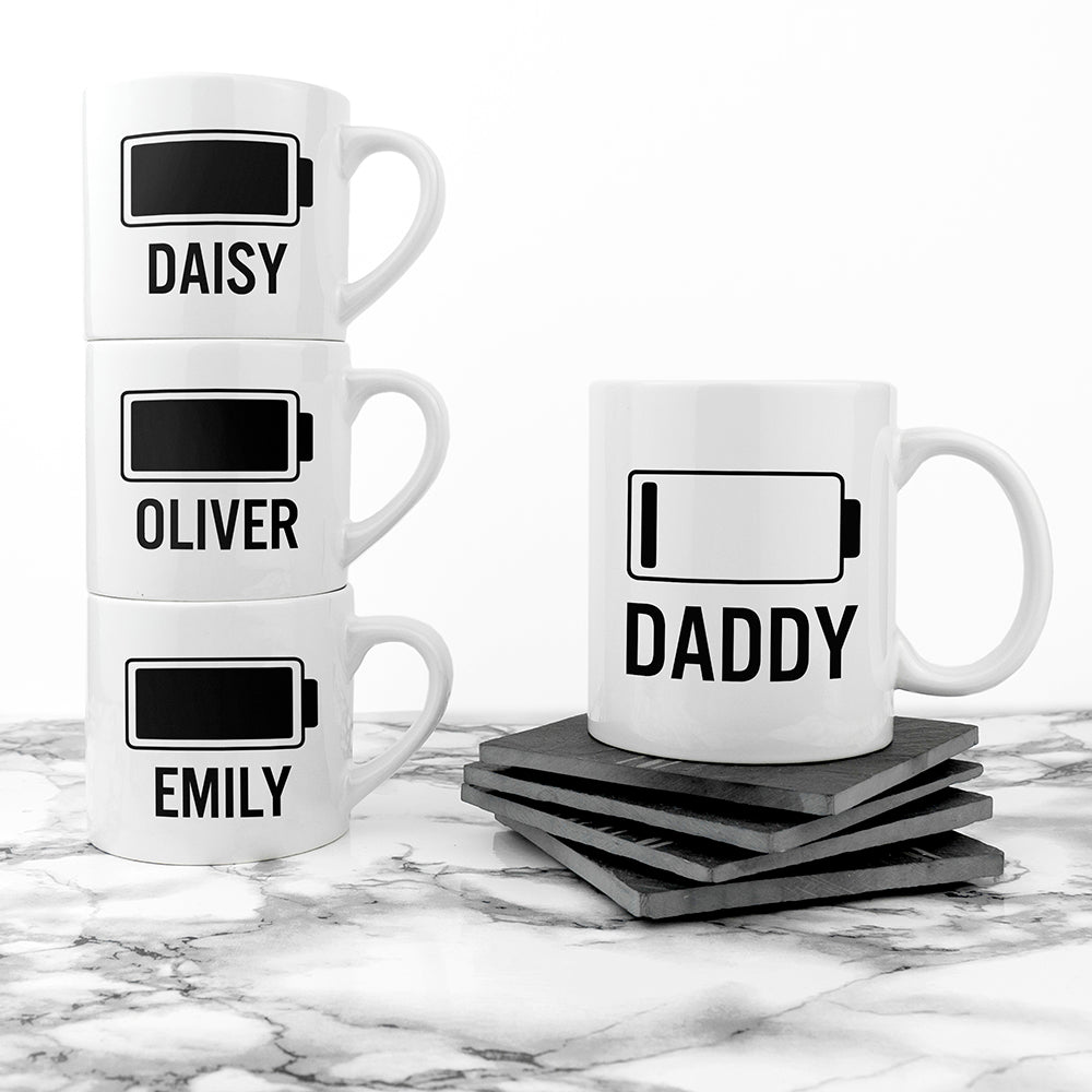 Personalised Personalised Daddy & Me Low Battery Mugs