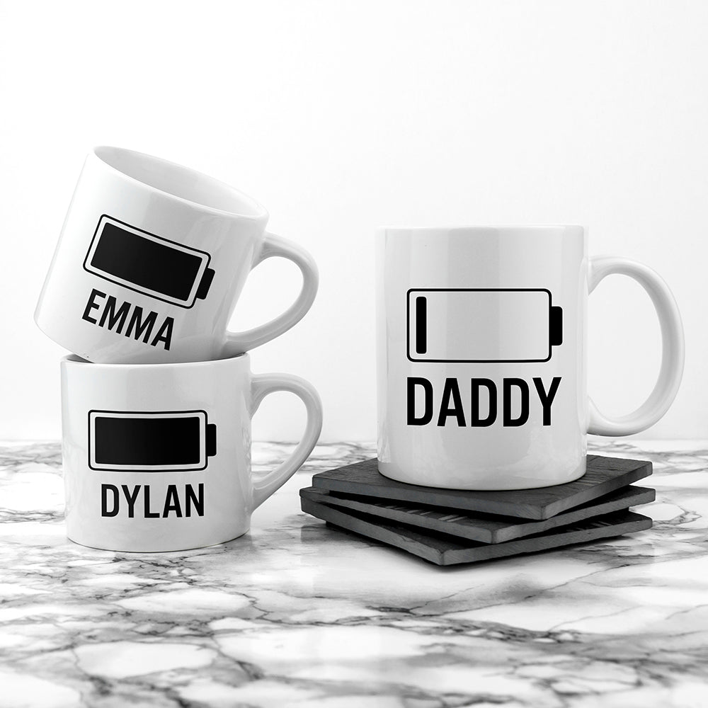 Personalised Personalised Daddy & Me Low Battery Mugs